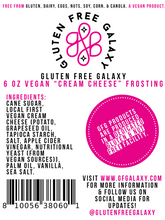 Load image into Gallery viewer, Gluten Free Galaxy Vegan “Cream Cheese” Frosting Label 6 Oz